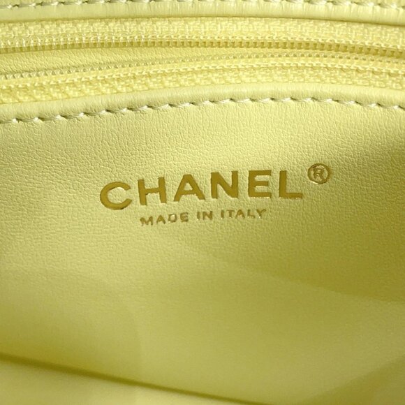 CHANEL Top handle Matelasse Shoulder Size Mini Shiny Calf Leather Yellow AS4543 - Picture 13 of 14